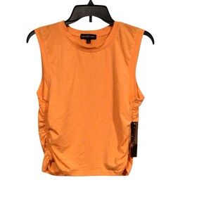 Almost Famous orange ruched sleeveless top size medium